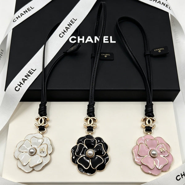 CC Camellia Leather Cord Charm
