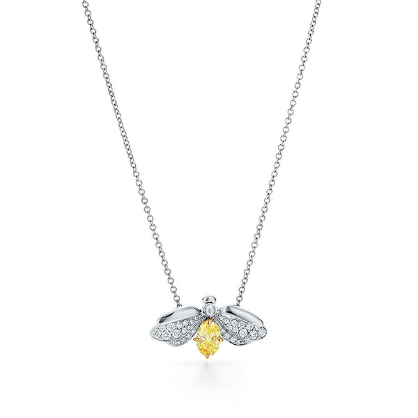 CIONDOLO LUCCIOLA CON DIAMANTI GIALLI E FIORI DI CARTA
