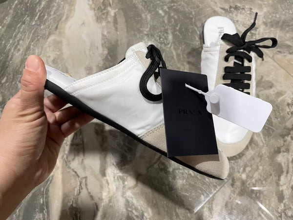 PRA 26S Mule Sneaker Blanc Gris Daim Toile