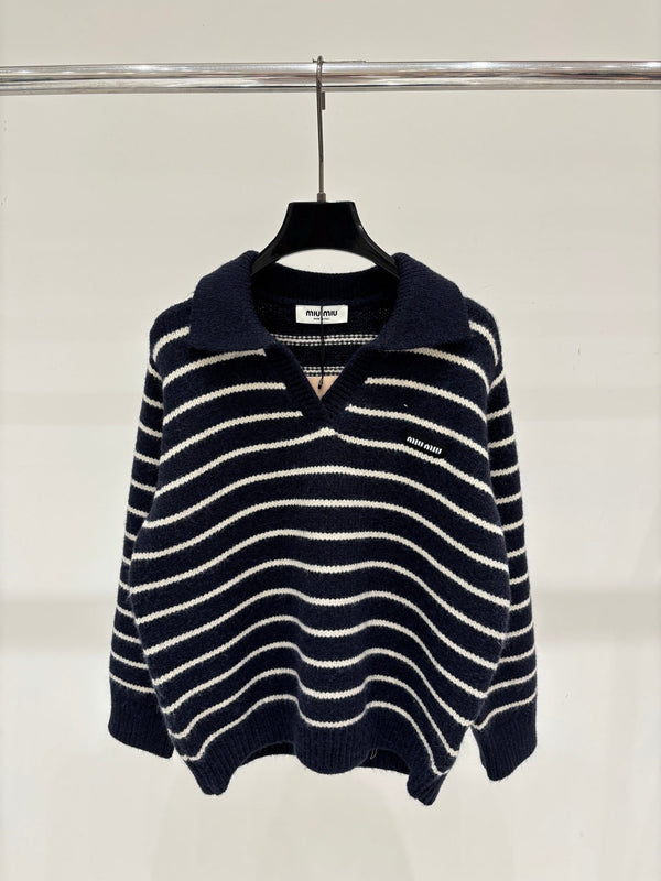 Miu 2026 Striped Polo Sweater Wool 431813