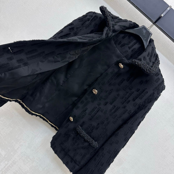 CC 26B Textured Wool Jacket With Collar Black 444356