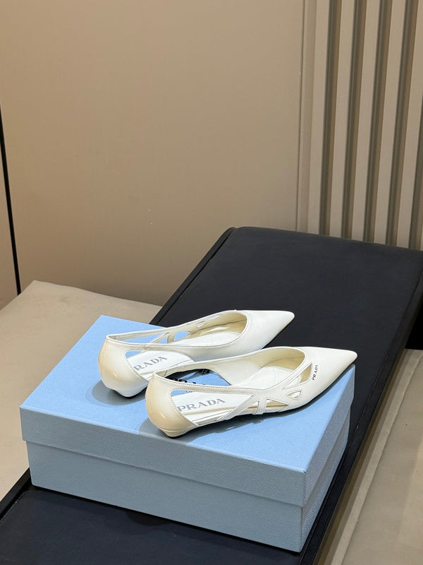 Prad 2026 Pointed-Toe Ballet Flats Calfskin 151236