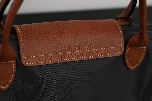 Longchamp Small Le Pliage Tote Bag Brown Black Polyamide Leather