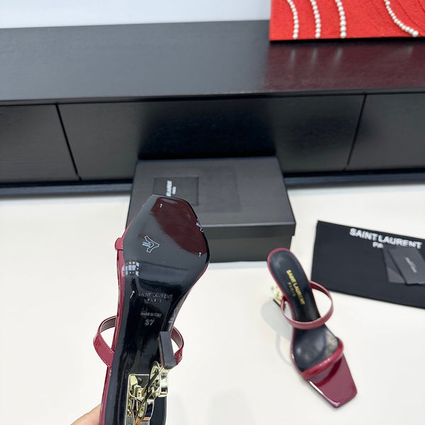 YSL 26S Double-Strap Heeled Sandals 100 Mm In Calfskin