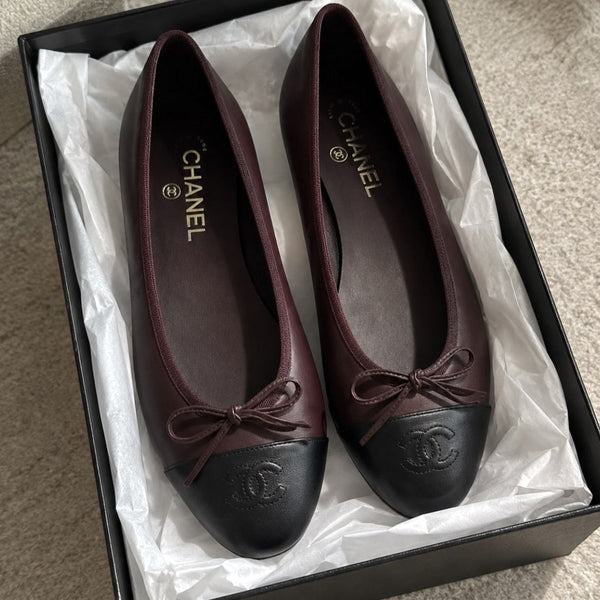 CC 2026 Ballet Flat Deep Chocolate Mix Black Lambskin