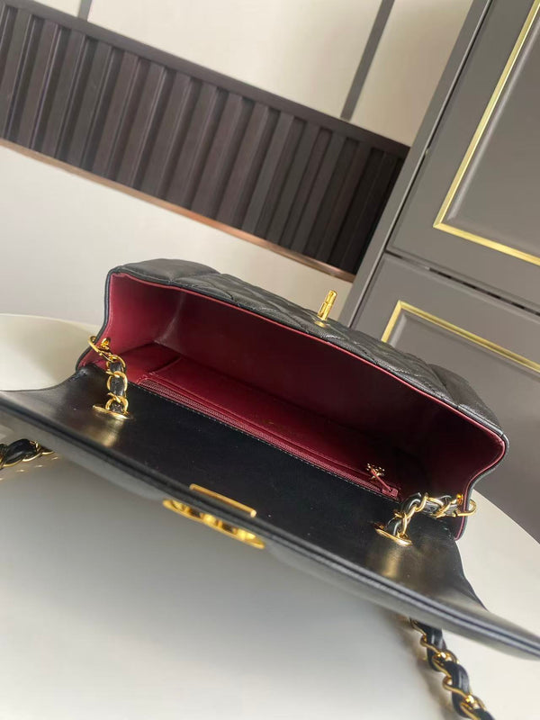 CC Small Diana Flap Bag Black Lambskin GHW