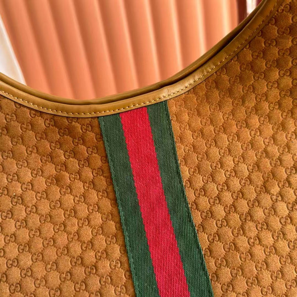 Gucci Giglio Large Tote Bag Dark Brown Suede