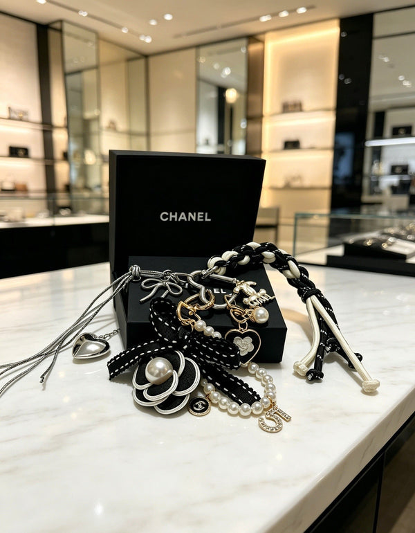CC Black Camellia Flower Charm