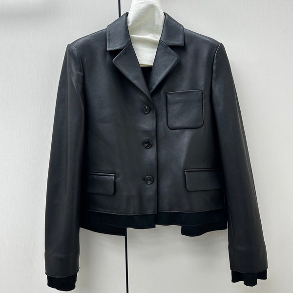 Miu 2026 Short Blazer Black Leather 418940