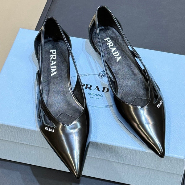 Prad 2026 Pointed-Toe Ballet Flats Calfskin 151236