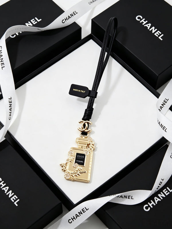 Chanel Perfume Bottle-shaped Leather Cord Charm