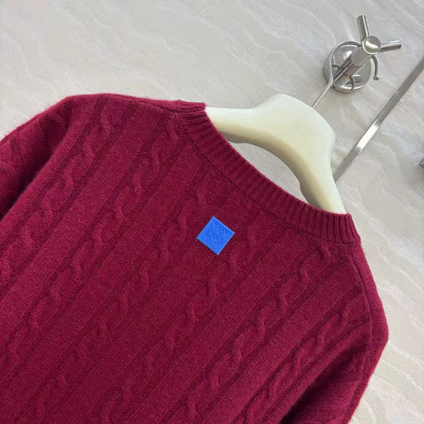 LOEWE Layered cable-knit wool sweater with logo