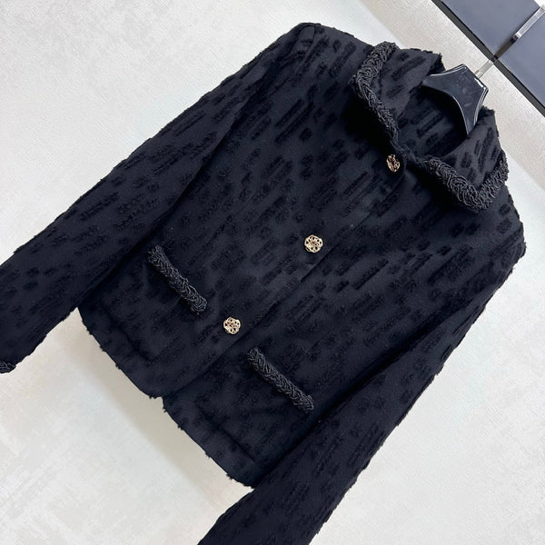 CC 26B Textured Wool Jacket With Collar Black 444356