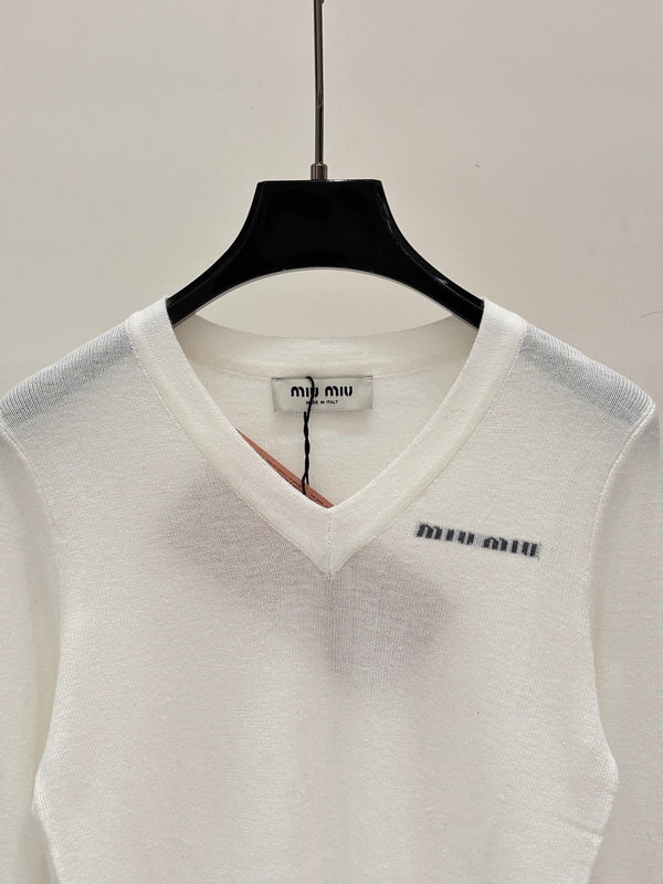 Miu 2026 Long-Sleeved V-neck Sweater Cashmere 431817