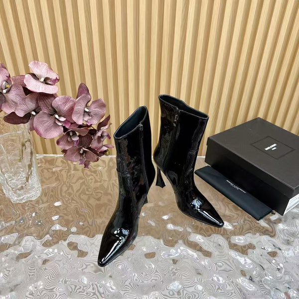 YSL Ankle Boots 90mm  Black Patent Leather