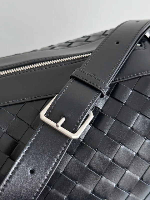 Borsone BV 25s Replica Bottega Veneta in pelle intrecciata nera