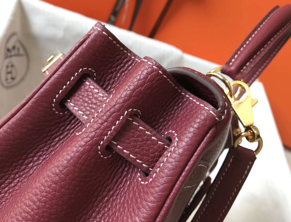 HM KELLY 28CM BORDEAUX PELLE TOGO FERRAMENTA ORO