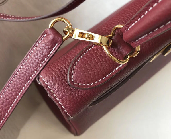 HM KELLY 28CM BORDEAUX PELLE TOGO FERRAMENTA ORO