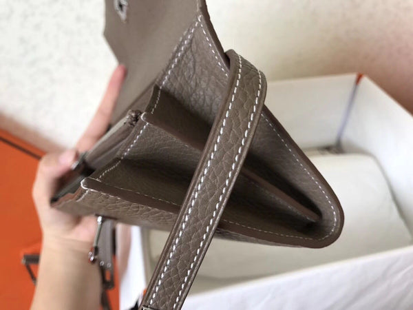 Kelly Long Wallet 20cm Etoupe Clement Leather