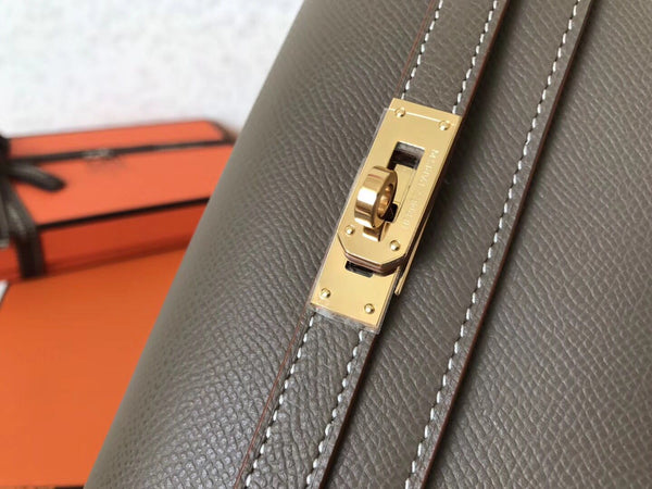 Portafoglio Kelly Long 20 cm in pelle Epsom color talpa