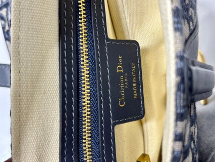 CD Saddle Bag Black Beige in Denim with Leather 288144