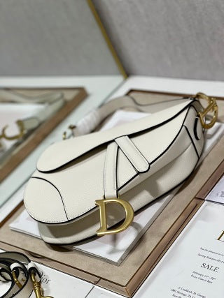 CD Saddle Bag White in Cowhide 288150