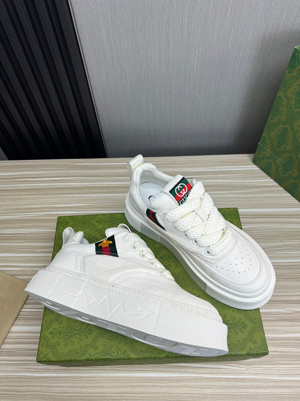 SCARPE DA GINNASTICA GG SCREENER IN PELLE BIANCA