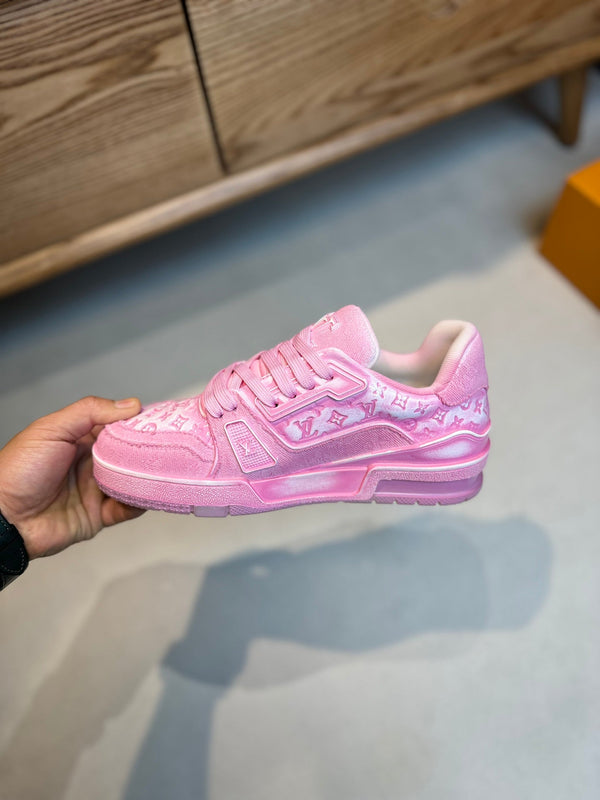 SNEAKER LV TRAINER MONOGRAM DENIM BIANCA ROSA