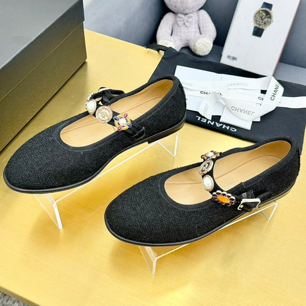 CC 26A Métiers D'Art Mary Jane Shoes Lambskin Fabric 983132