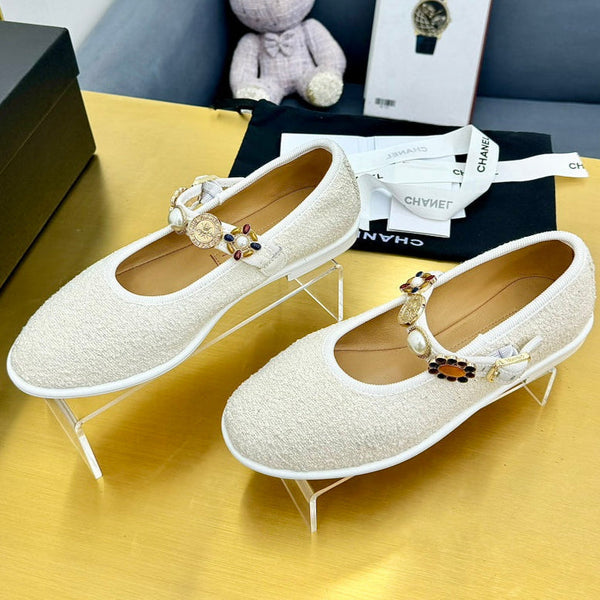 CC 26A Métiers D'Art Mary Jane Shoes Lambskin Fabric 983132