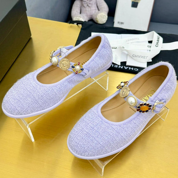 CC 26A Métiers D'Art Mary Jane Shoes Lambskin Fabric 983132