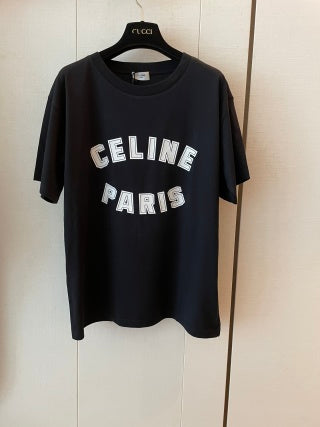 Maglietta a maniche corte Celine in cotone bianco e nero