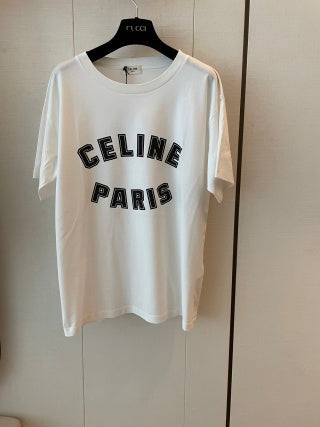 Maglietta a maniche corte Celine in cotone bianco e nero