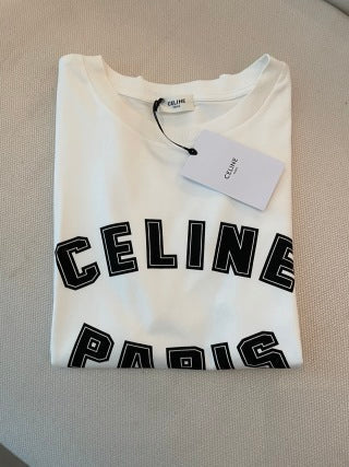 Maglietta a maniche corte Celine in cotone bianco e nero
