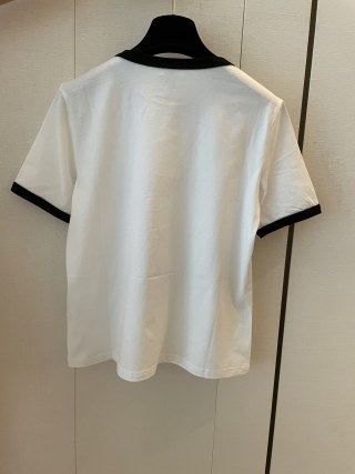 Maglietta a maniche corte con logo Celine in cotone bianco e nero