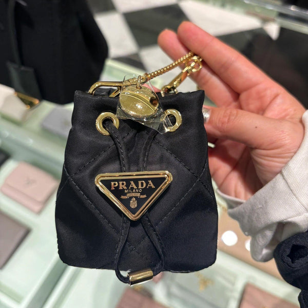 Prada Logo-Plaque Mini Bag Black Re-nylon GHW