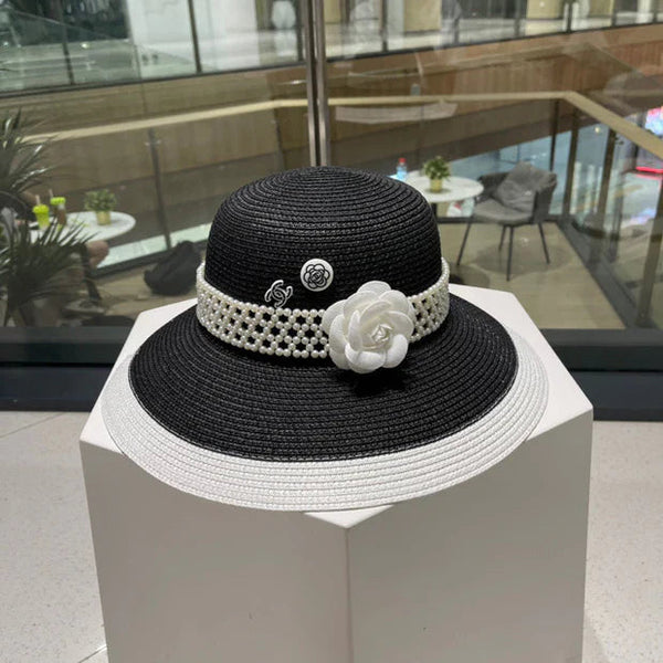 Chapeau en paille tressée Chanel Camélia 213420