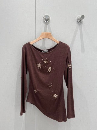Miu Miu T-shirt a maniche lunghe in cotone 204818