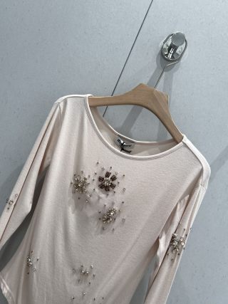 Miu Miu T-shirt a maniche lunghe in cotone 204818