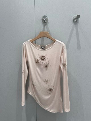 Miu Miu T-shirt a maniche lunghe in cotone 204818