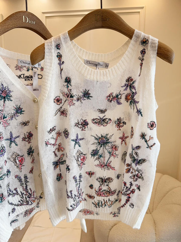 CD 25 Flower Vest Multicolor Silk Mohair