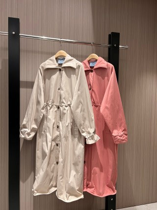 Prada 25 Long Coat Beige and Pink Cotton