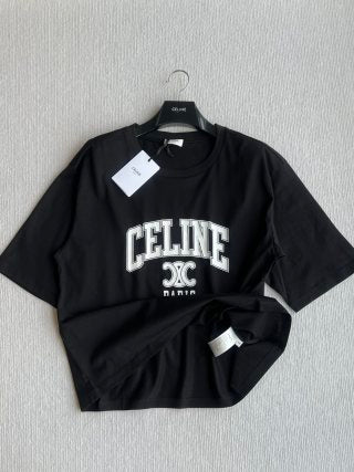Celine 25 Arc de Triomphe Series Loose Fit Short Sleeve Top Cotton
