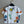 LV 25 Print Contrast Color Threaded Edge Collar T-shirt White Blue Cotton