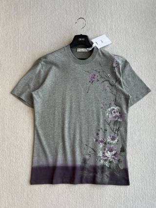 CD 25 Top a maniche corte in cotone con motivo floreale Plum Blossom