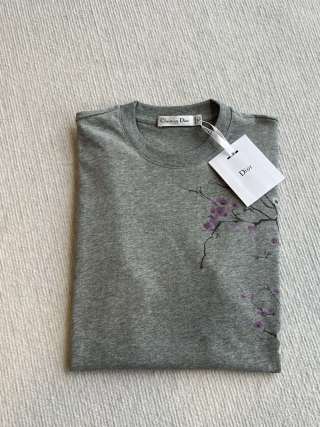 CD 25 Top a maniche corte in cotone con motivo floreale Plum Blossom