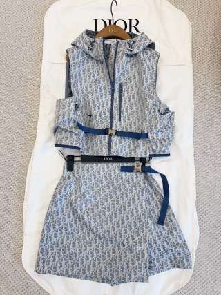 CD 25 Monogram Set Tessuto Jacquard Blu