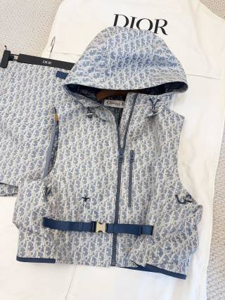 CD 25 Monogram Set Tessuto Jacquard Blu