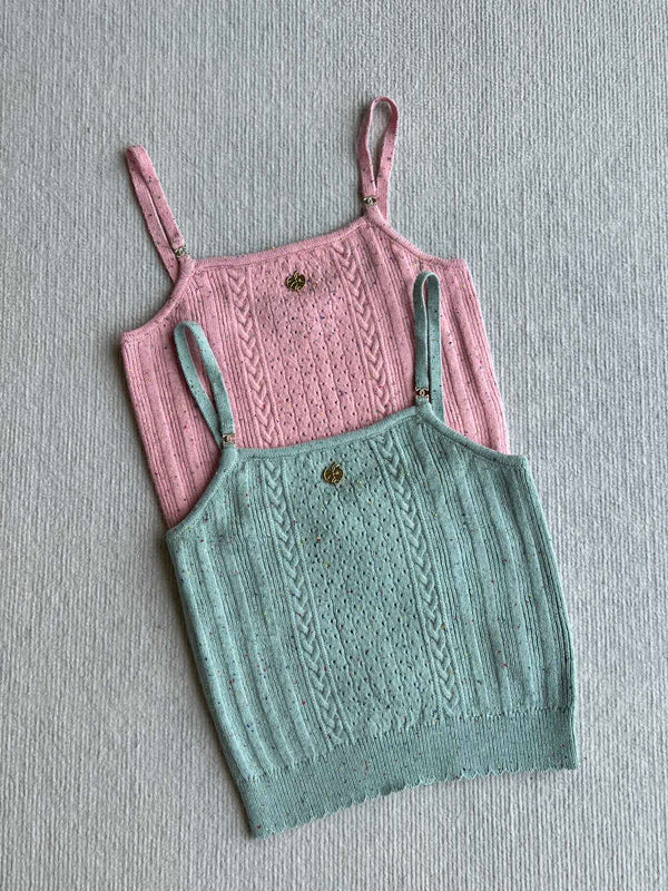 CC 25A Tank Top Pink Wool Gold Leaf