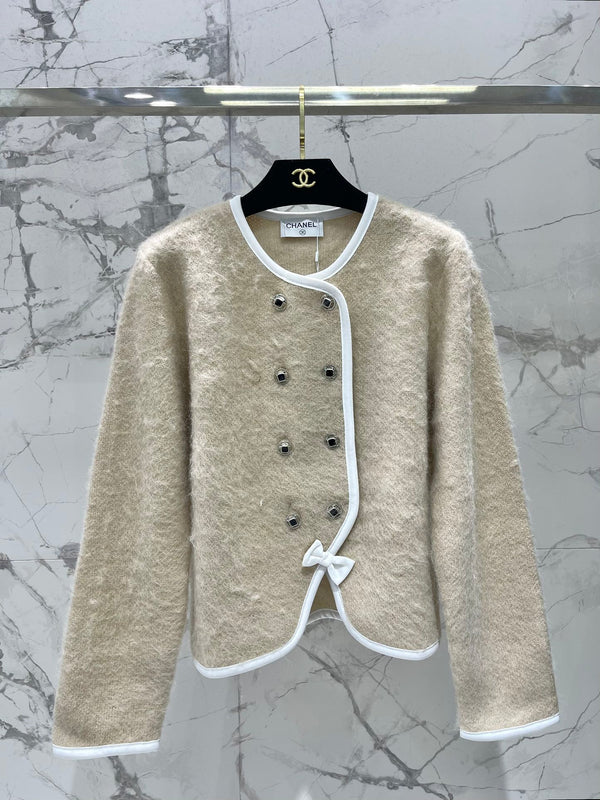 Chanel 2025 Manteau croisé col rond Laine 323090